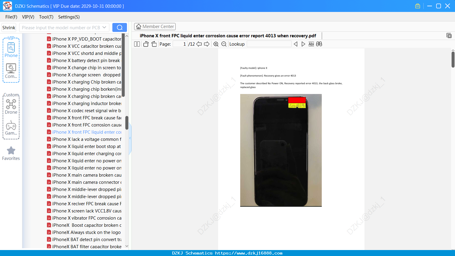 IPhone X Front FPC Liquid Enter Corrosion Cause Error Report 4013 When Recovery